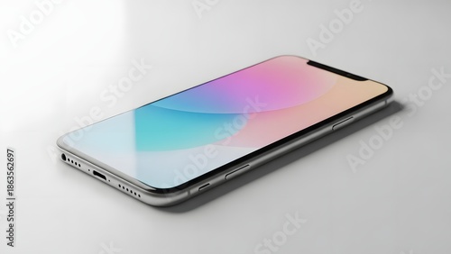 Modern smartphone with vibrant screen on sleek surface