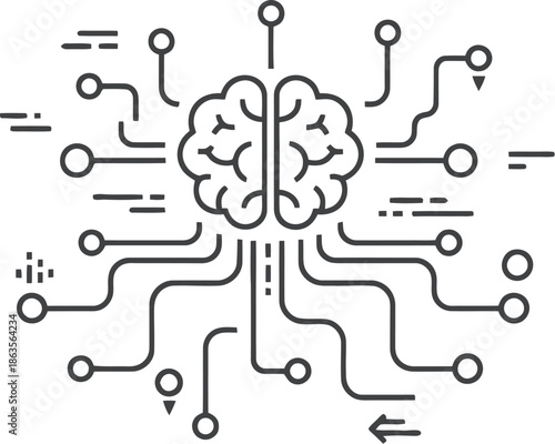 Artificial intelligence brain circuitry illustration