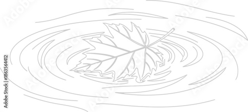 A leaf floating on the surface of water creating ripples