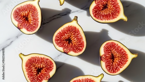 Fresh Figs on Marble Surface.