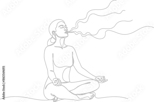 Woman practicing meditation and deep breathing exercise
