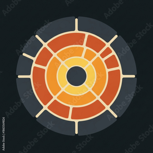 Abstract circular diagram representing data analytics, performance tracking, KPI monitoring, and strategic targeting.Abstract circular diagram representing data analytics, performance tracking, KPI mo