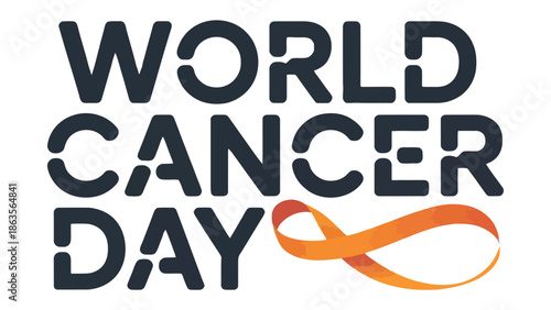 World Cancer Day: A graphic design highlighting a day dedicated to cancer awareness, symbolized by an orange ribbon and the impactful words, reflecting a global commitment to prevention, research.