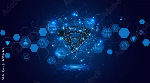 Abstract wifi symbol. Concept of communication technology, internet signal or wireless connection.
