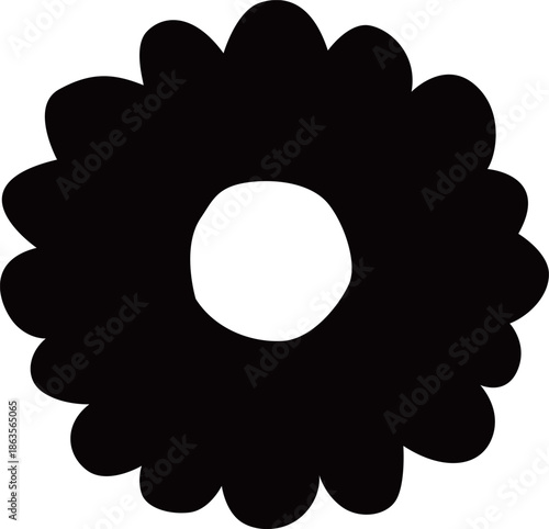 花のシルエットアイコンベクターイラスト素材　デイジーやカモミールなどシンプルでかわいい花のイメージ画像　透明背景