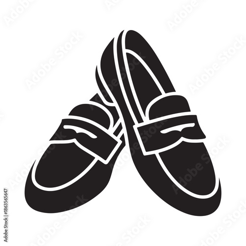Black and white illustration of a pair of classic loafers stylish and simple footwear