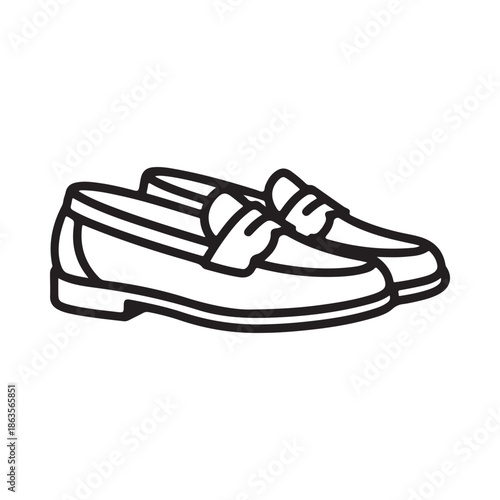 Simple black and white illustration of a pair of classic loafers ideal for designs