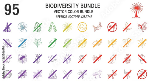 Biodiversity Loss Vector Bundle: A Visual Representation of Endangered Flora and Fauna