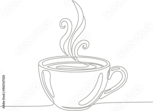Steaming hot coffee cup