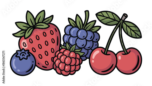 Fresh Berries Composition: A colorful assortment of fresh berries, bursting with natural sweetness, offering a visual treat.