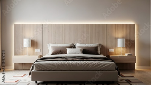 Cozy and Modern Bedroom Interior Design with Soft Lighting and Minimalist Decor