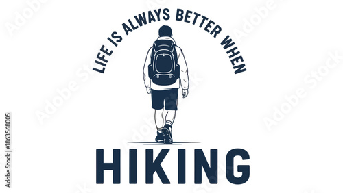 Hiking Backpacker Standing With a Backpack On Trail.