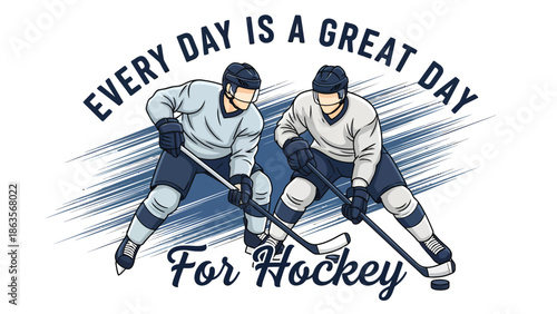 Ice Hockey Players In Action On Ice.