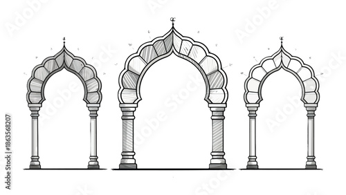 Architectural Arches: Intricate drawings showcase diverse architectural arches. Each design is a study in form, proportion, and aesthetic appeal.