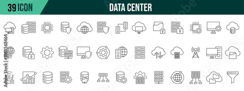 Data center icons collection, editable and resizable vector icon templates.