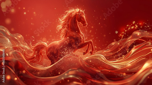 Ultra-Realistic Abstract Fire Horse – Chinese New Year Prosperity Background