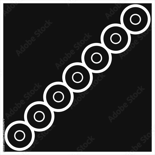 Diagonal Row of Concentric Circles on Black Background