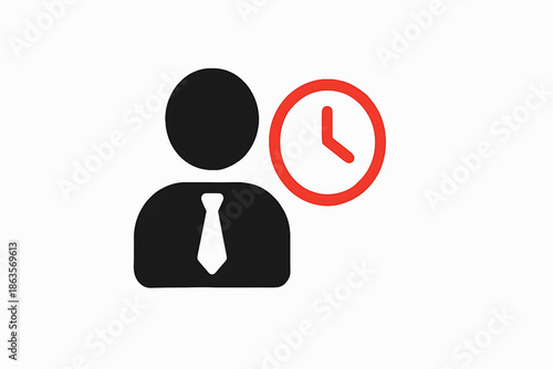 Vector  of business man or person with alarm clock. Symbol of punctuality.