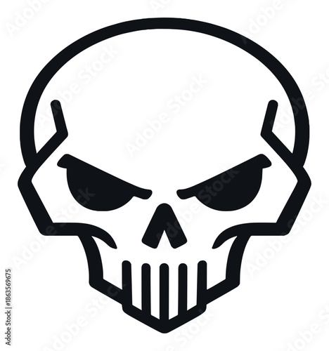 Abstract dark skull design with minimalist black gradient background
