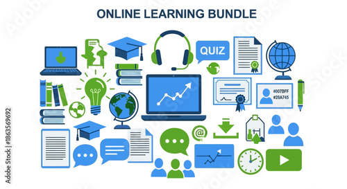 Comprehensive Online Learning Resources and Educational Tools Illustration