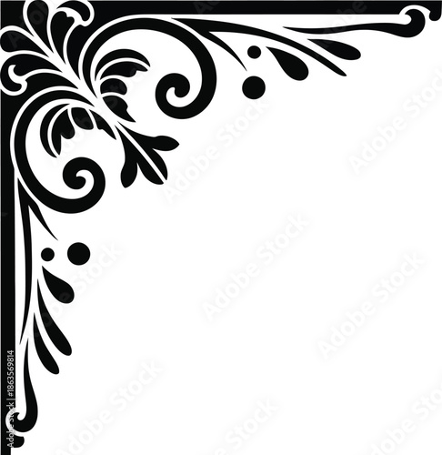 Ornate Black Corner Embellishment decorative flourish