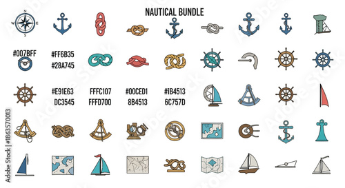 A curated collection of charming nautical icons, perfect for maritime designs