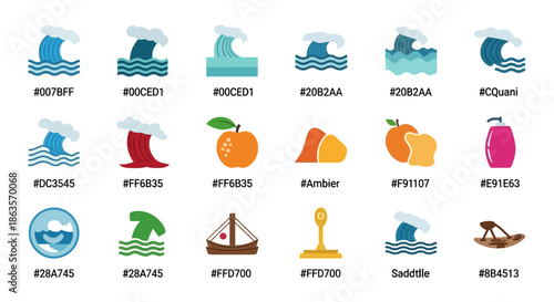 A diverse collection of vector icons for graphic design and creative projects