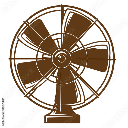 Brown electric fan on a white background for decoration or illustration purposes  home appliance