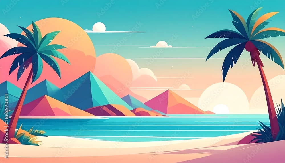 Fototapeta premium Abstract Geometric Tropical Resort Background