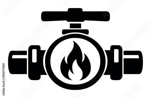 Gas valve with flame symbol on gradient background