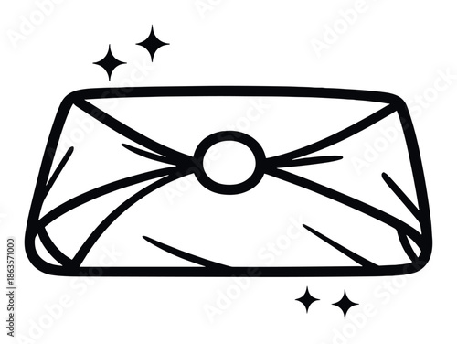 Elegant grey clutch bag with button and sparkle accents