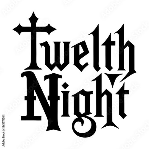 Blackletter Typography Theater Poster Elegant Dramatic Twelfth Night Title Design