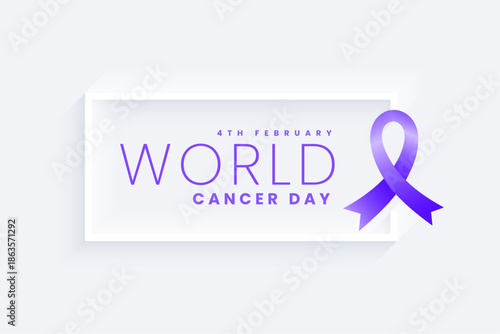 4th february world cancer day background with stylish purple ribbon