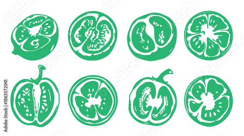 tomato line art illustration, green tomato drawing, hand drawn vegetable sketch, organic food artwork, fresh produce illustration, kitchen food line art, botanical tomato design, healthy eating illust