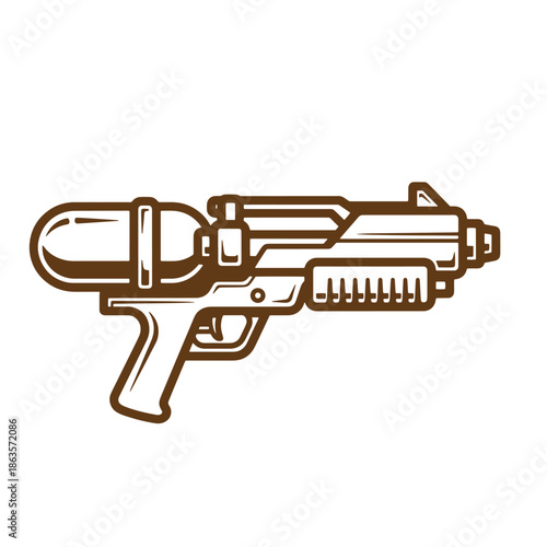 Brown scifi ray gun with futuristic design and transparent background