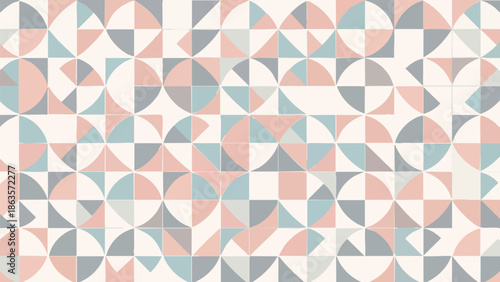 A vibrant geometric pattern with pastel shades of pink, blue, and grey, resembling a valentine design for a romantic celebration