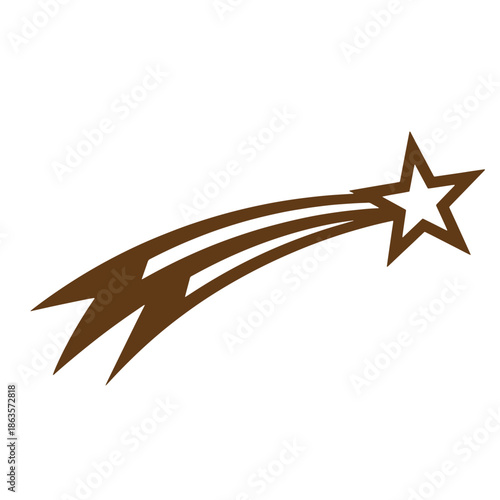 brown star shooting star icon with trail isolated on white background