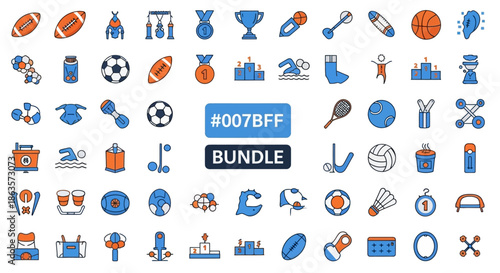 Comprehensive collection of sports and activities icons, ideal for diverse design projects related