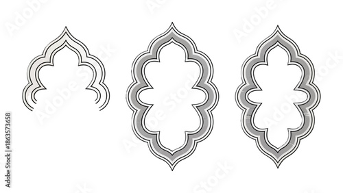 Elegant Ornamental Archway: Intricate, symmetrical architectural design elements, perfect for adding a touch of sophistication to any project. These artful.