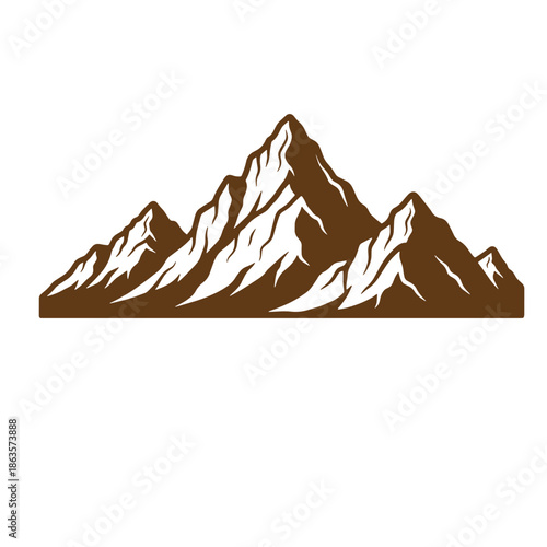 illustration of a mountain range with snow covered peaks on white background