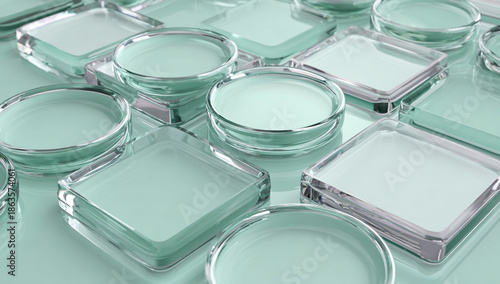 Abstract mint green honeycomb pattern with spheres