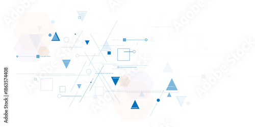 Abstract geometric vector design featuring blue triangles and line. Futuristic science and technology wallpaper
