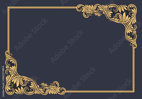 golden frame with floral pattern on a dark background