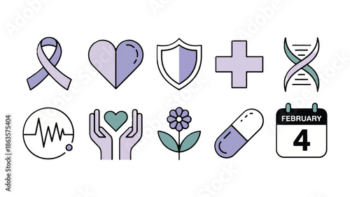 Wellness and Healthcare Icons: A collection of various health icons representing different aspects of well-being, promoting healthcare awareness and concepts