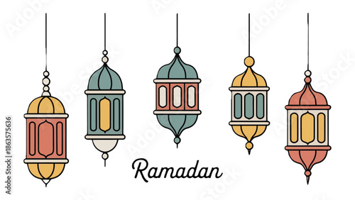 Ramadan Lanterns: Celebrating the spirit of Ramadan with an array of beautiful, illuminated lanterns, each radiating a unique charm, perfect for conveying the joy and significance of the holy month. 