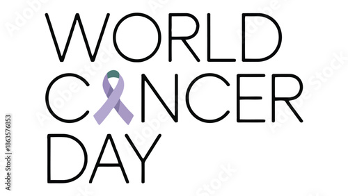 World Cancer Day: Symbolic visual for the annual awareness campaign, featuring the evocative ribbon, is a poignant reminder of hope and solidarity against cancer