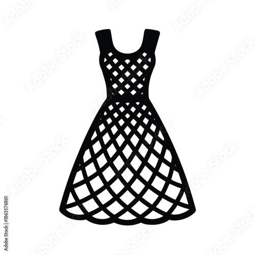 Crochet Dress With Long Lining Vector Illustration