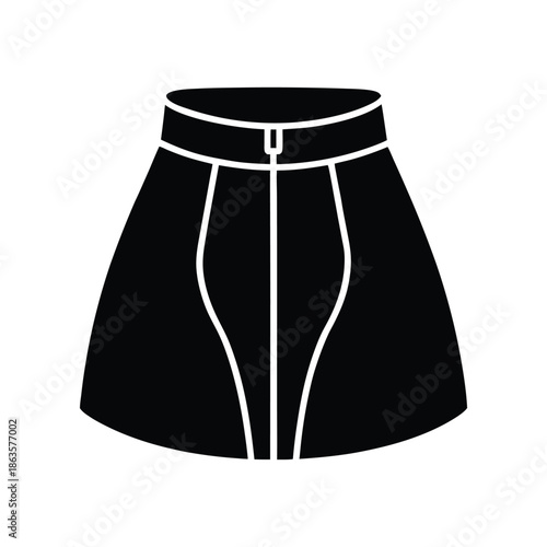 High Waist Skort With Zip Back Vector Illustration