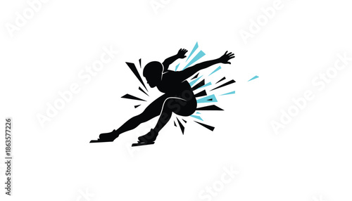 Black Silhouette Person Falling Down with Motion Lines on White Background