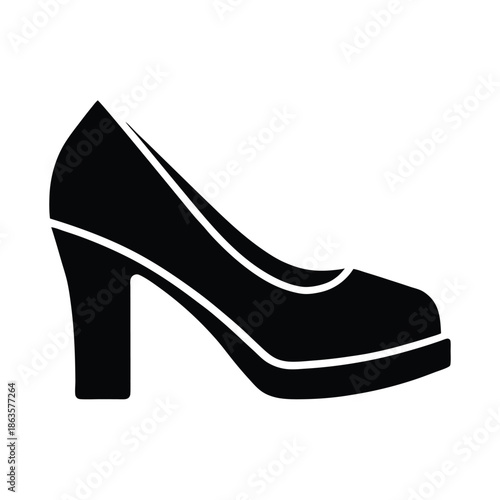 Peep Toe Pumps With Block Heel Vector Illustration